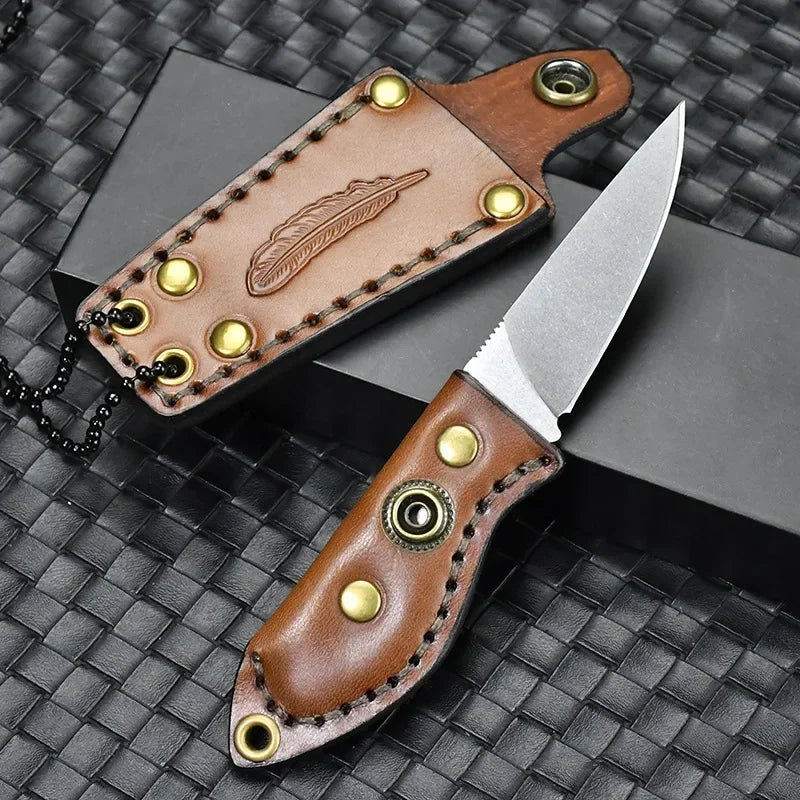 Leather Handle Small Straight ractical knife