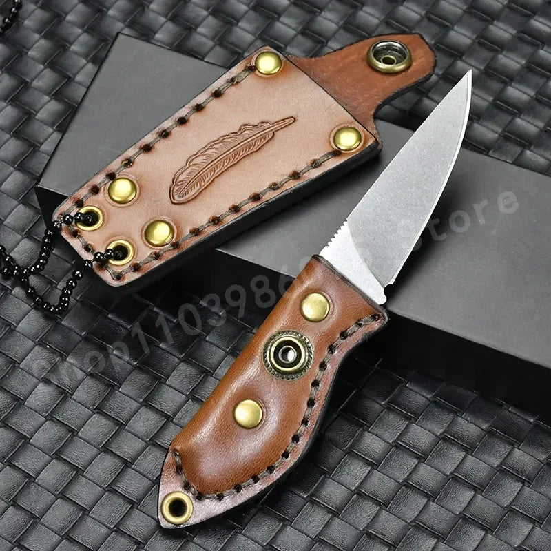 Leather Handle Small Straight ractical knife