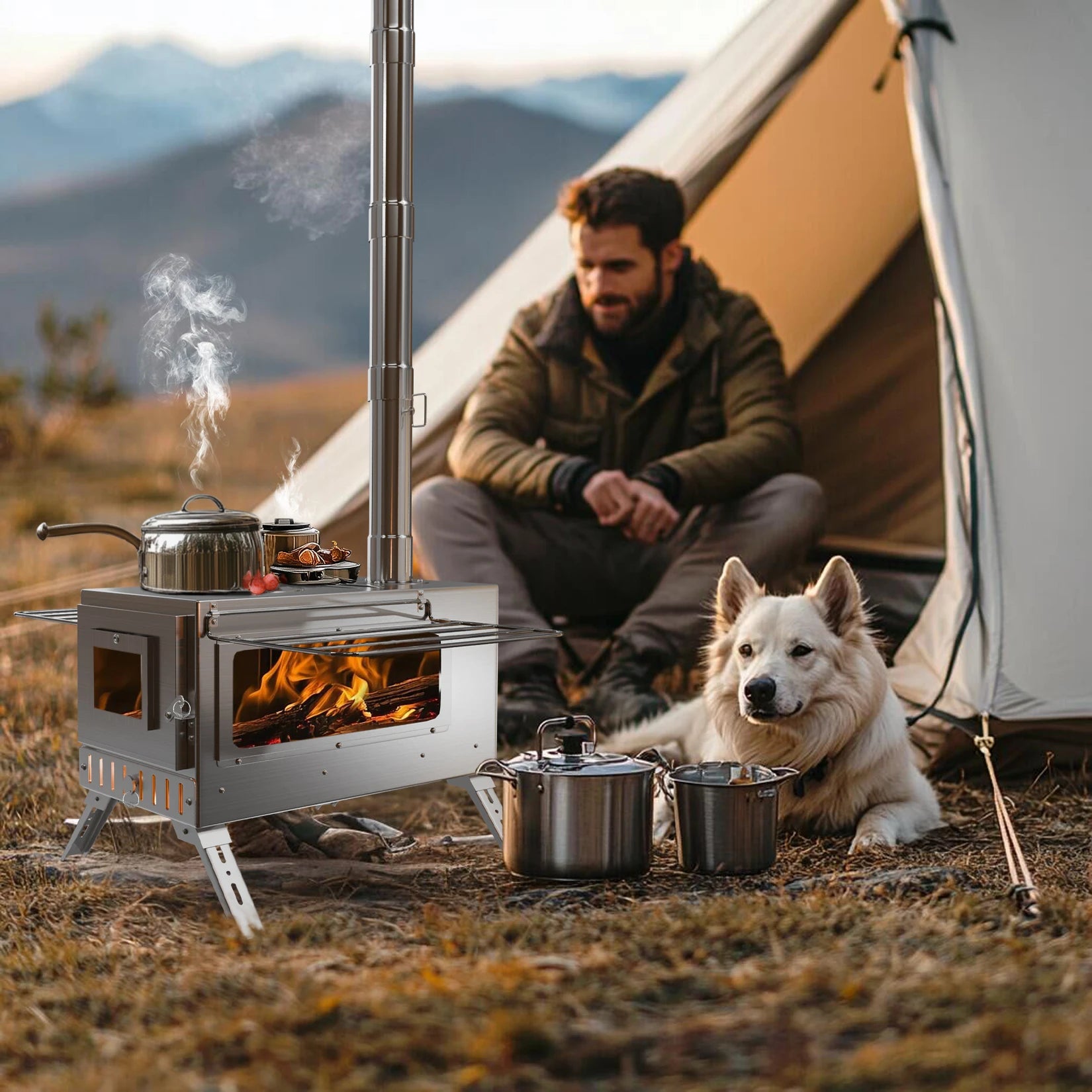 Portable Camping Tent Wood Stove for Outdoor