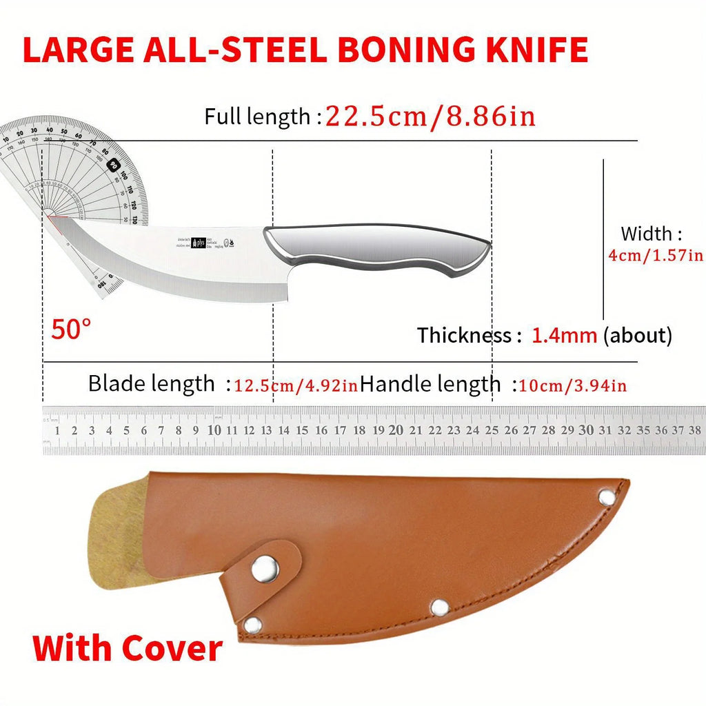 All-Steel Boning Knife with Leather Sheath -