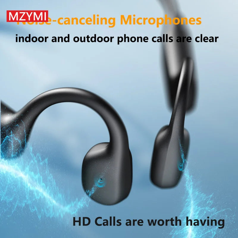 MZYMI Neckband Bluetooth 5.4 Headphones A28 TWS Wireless Earphones Bone Conduction Sports Waterproof Headset ENC Noise Reduction