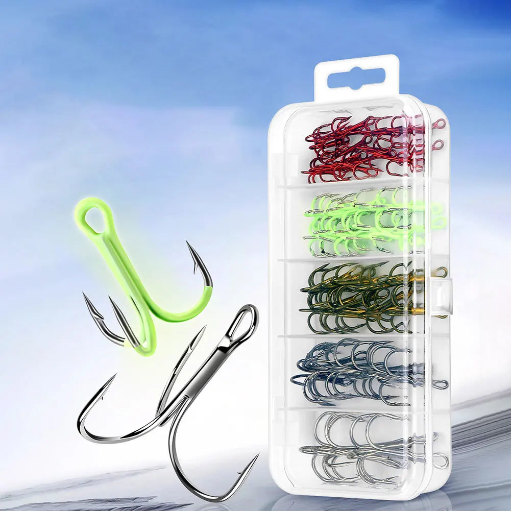 High Carbon Steel Treble Hook 5 Colors Barbed Sharp