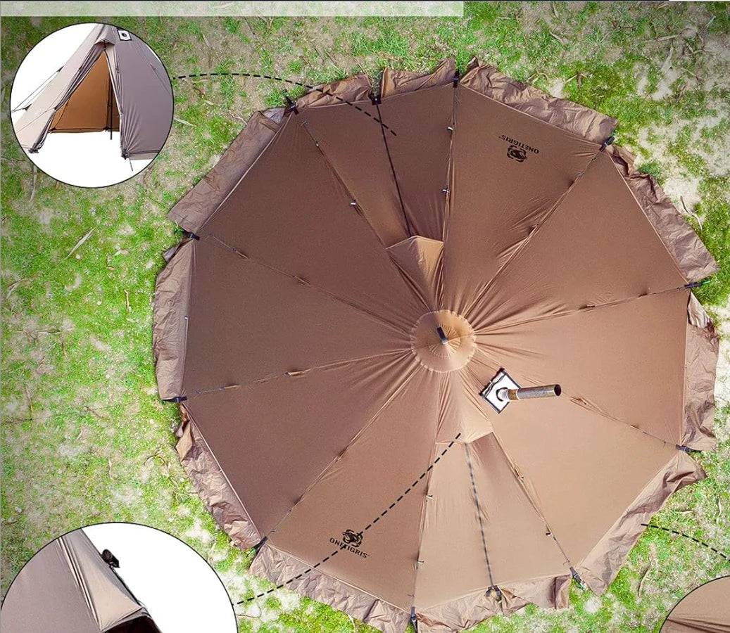 Tent with Stove Jack, 4 Season, 4-6 Person Tipi Tent