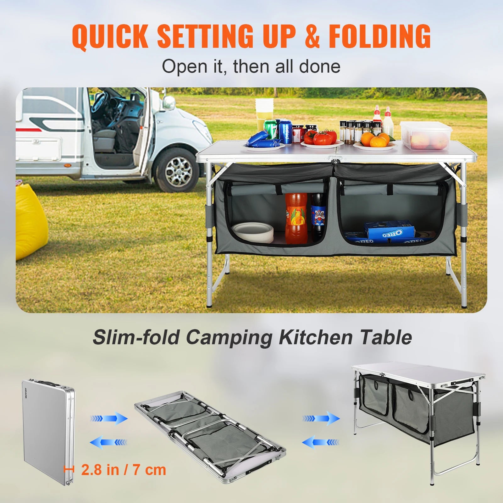 Camping Kitchen Table Quick set-up Folding Camping