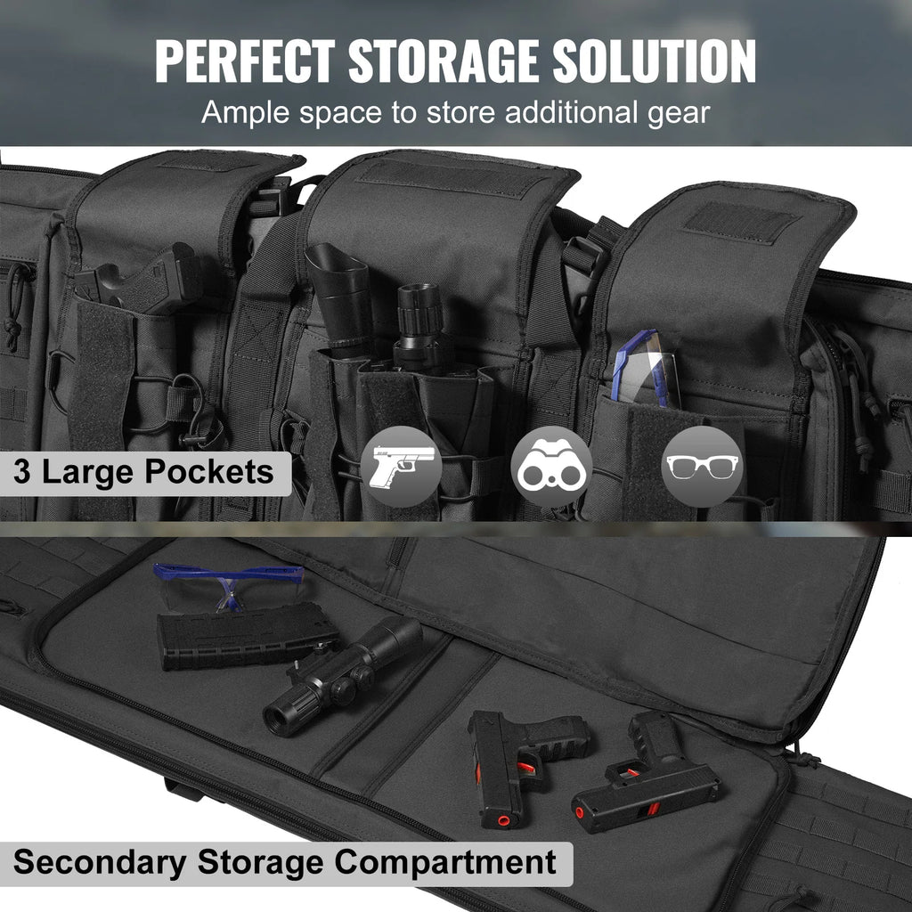 SucceBuy Rifle Bag 36/42 inch Tactical Double Long Gun Bag Soft Rifle Case w/ Lockable Zipper for Two 34"/40" Rifles & 2 Pistols
