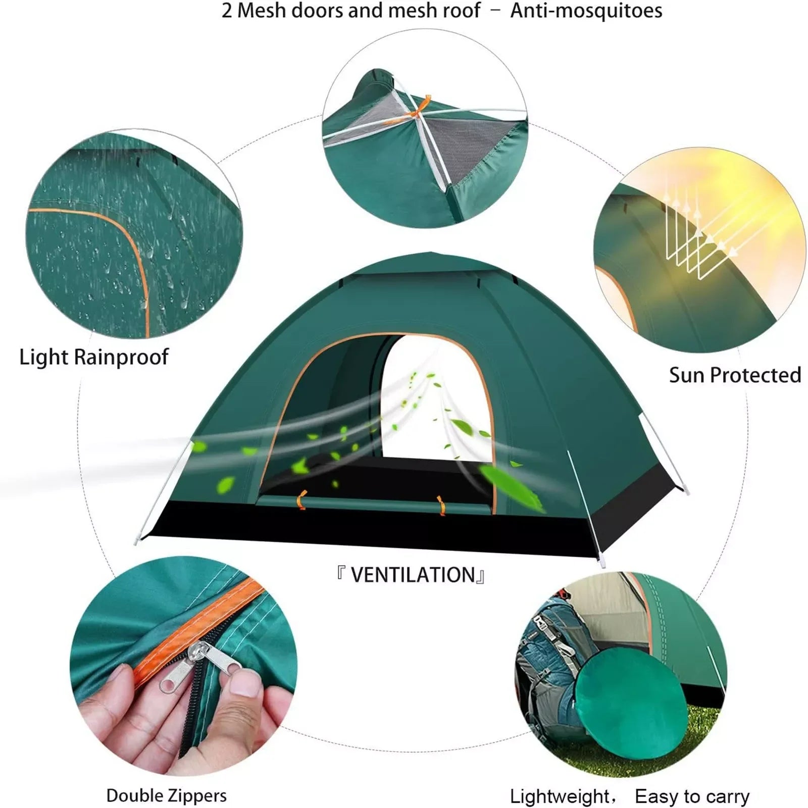 Automatic Pop Up Outdoor Camping Hiking Waterproof Sun Proof Tent