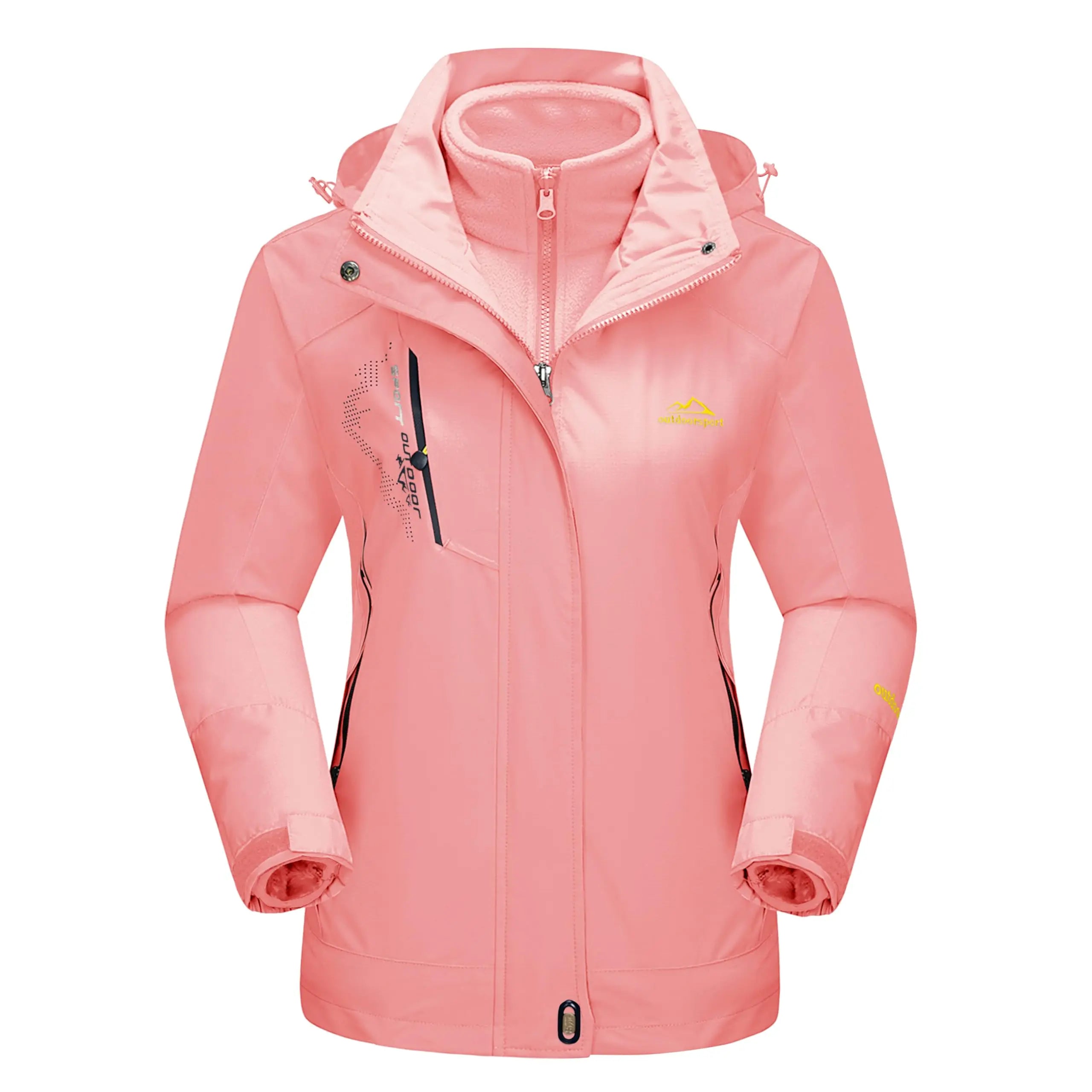 Women's 3-IN-1 Jackets Waterproof Fleece Jacket Outdoor Windproof Skiing Snowboarding Coat Hiking Jackets Parka Hodded Coats