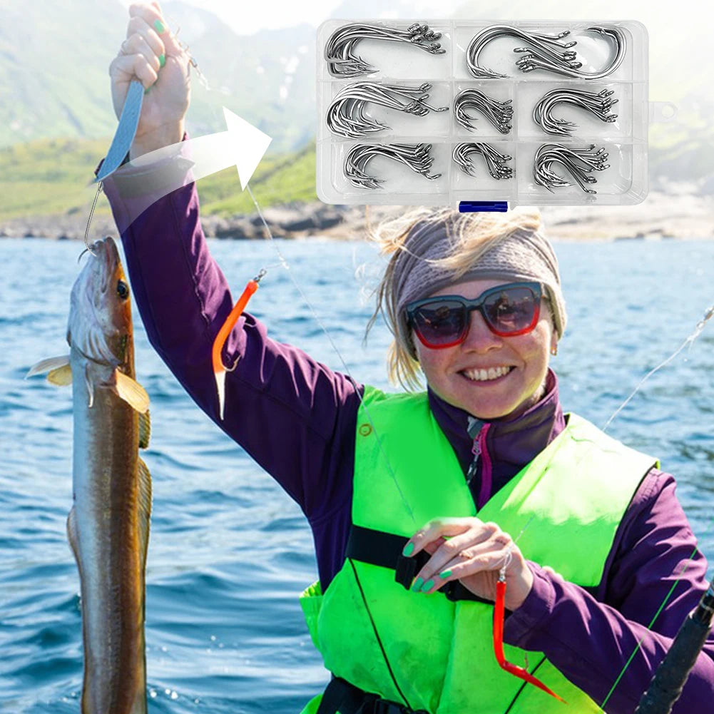 80Pcs Fishing Hooks Stainless Steel Fish Hooks