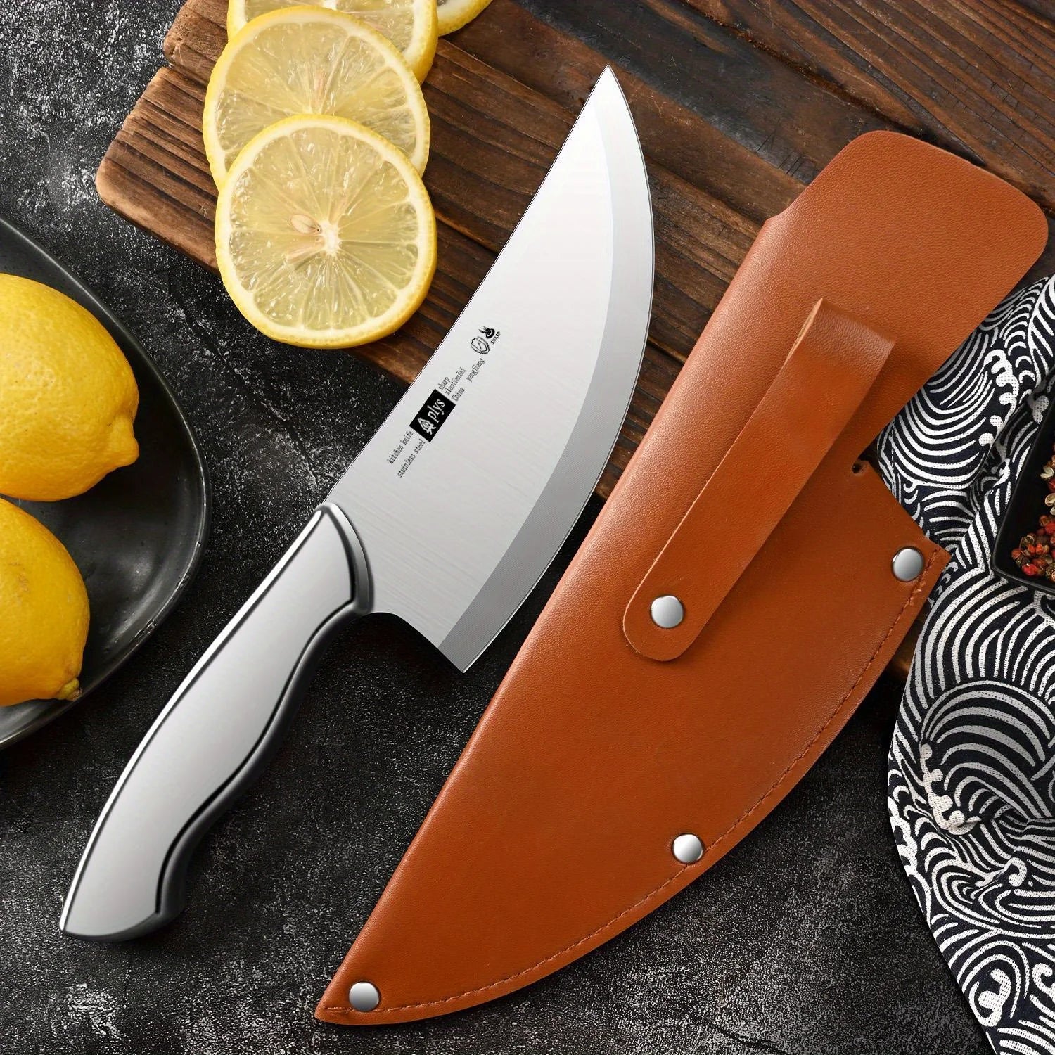 All-Steel Boning Knife with Leather Sheath -