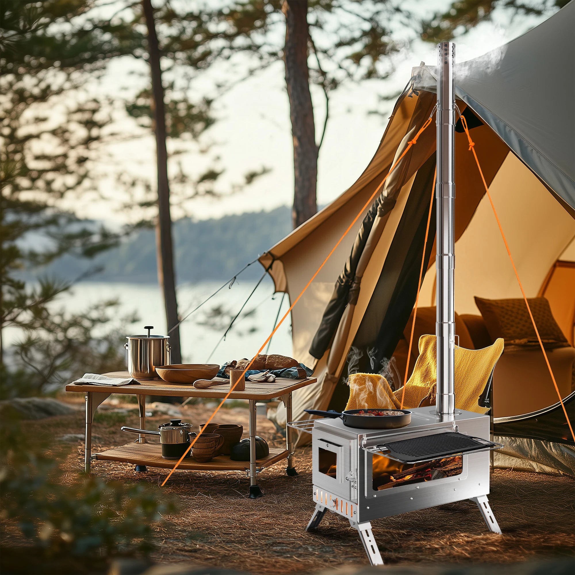 Portable Camping Tent Wood Stove for Outdoor